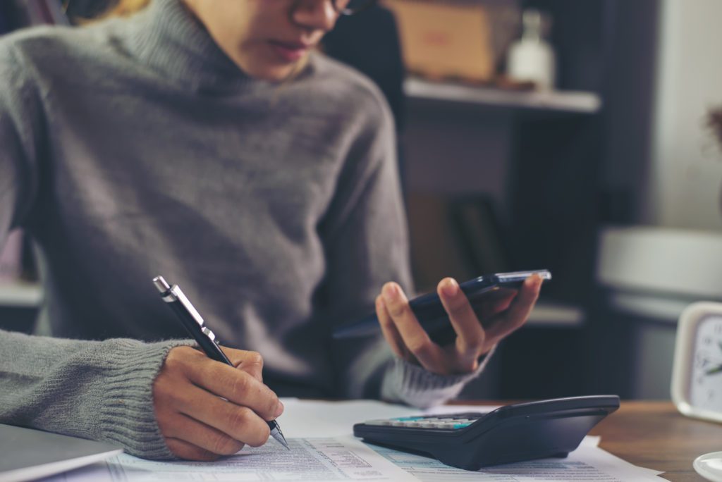 woman computing tax